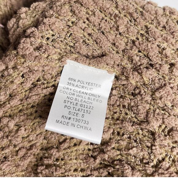 New Umgee Small S Brown Open Front Cardigan Sweater Open Knit Butterfly Sleeve - Picture 9 of 10